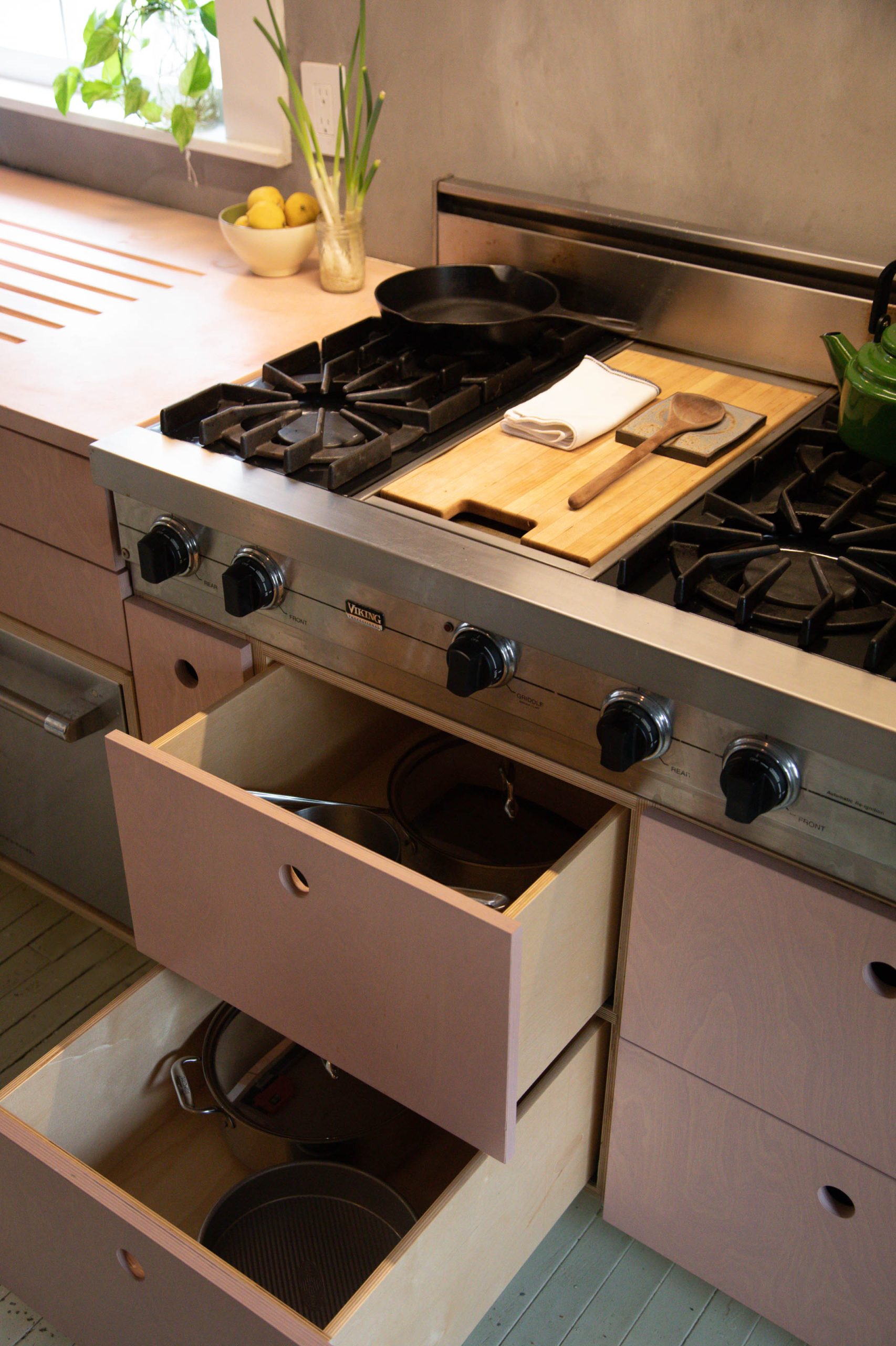 plywood under cooktop drawers